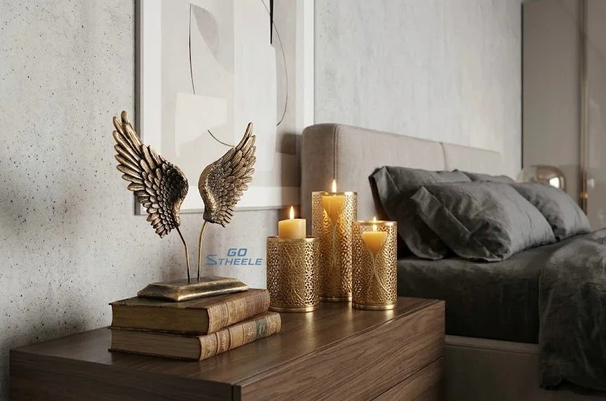 Dekoratif Lüks Melek Kanadı Biblo Modern Gold Siyah Dekoratif Sal