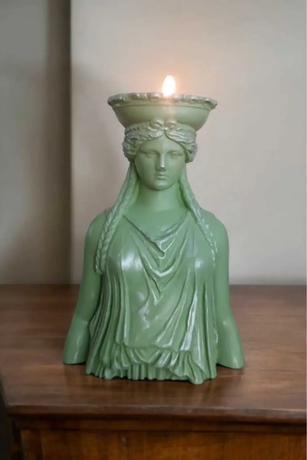 Dekoratif Masa Üstü Karyadit Kızı Hediyeli Mumluk Yeşil