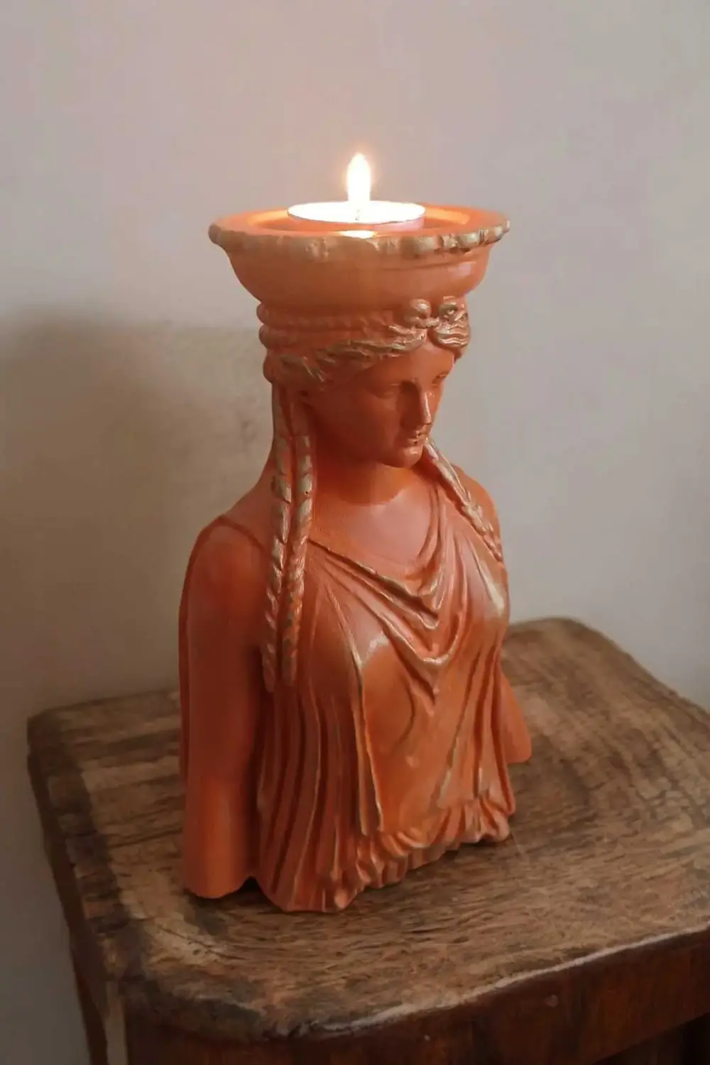 Dekoratif Masa Üstü Karyadit Kızı Hediyeli Mumluk Turuncu 18 X 12