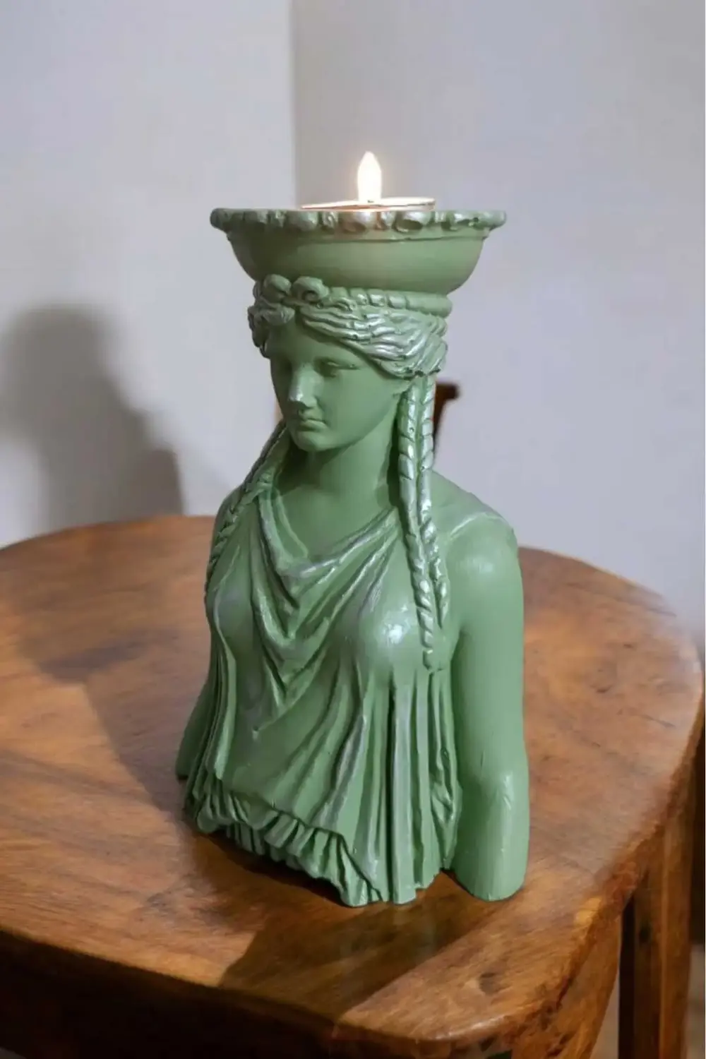 Dekoratif Masa Üstü Karyadit Kızı Hediyeli Mumluk Yeşil