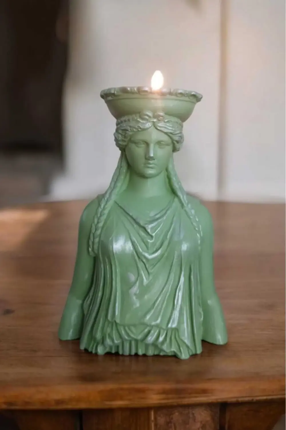 Dekoratif Masa Üstü Karyadit Kızı Hediyeli Mumluk Yeşil