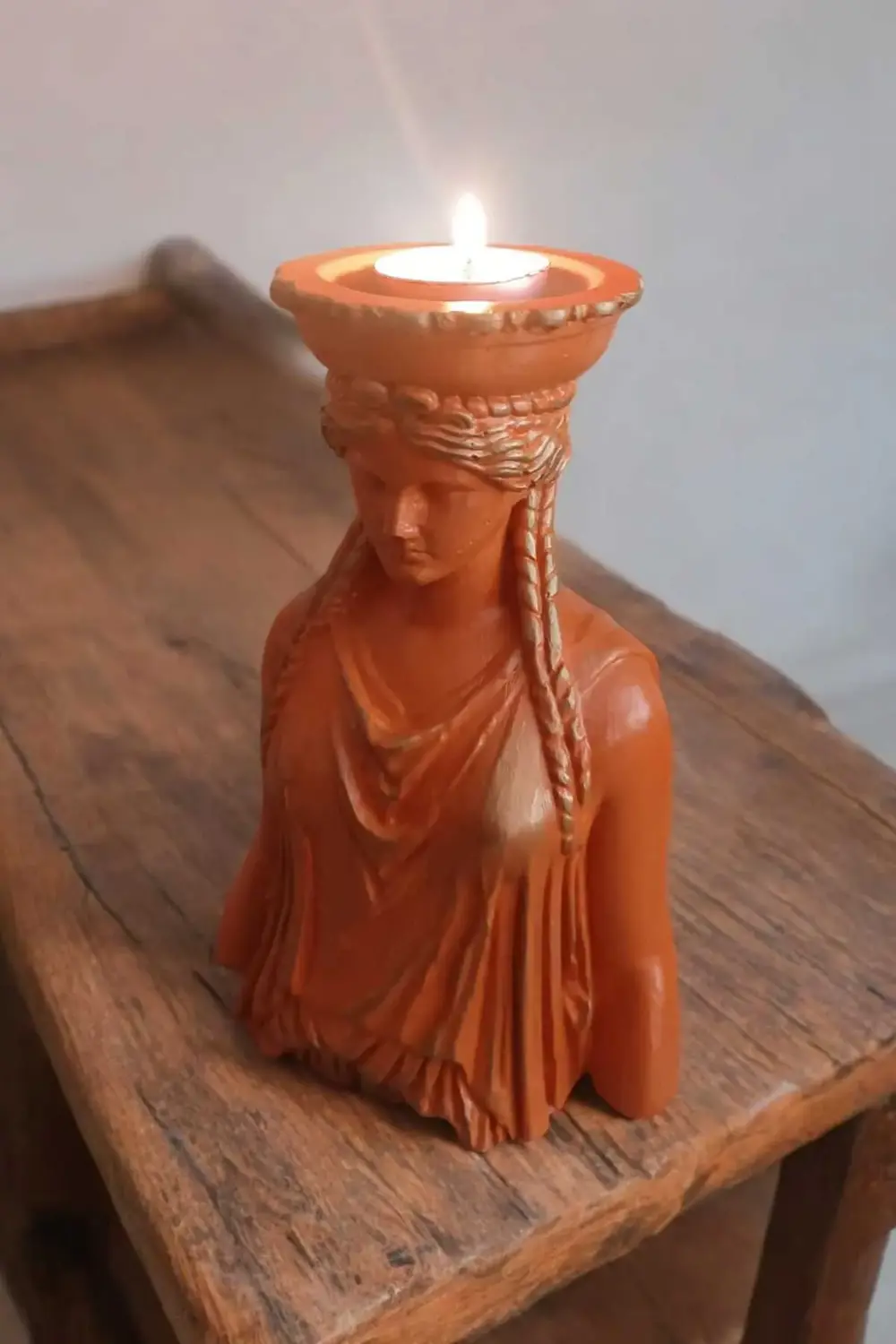 Dekoratif Masa Üstü Karyadit Kızı Hediyeli Mumluk Turuncu 18 X 12