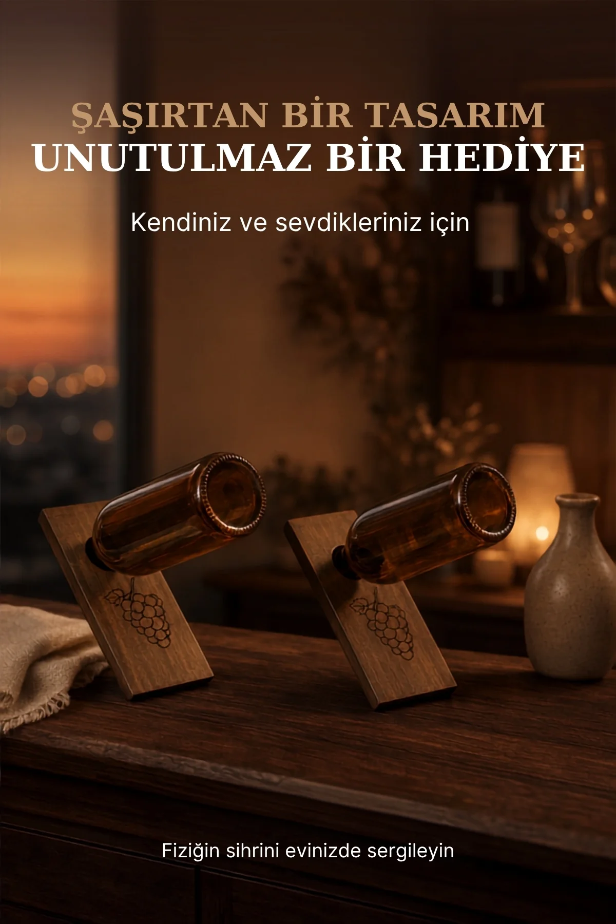 Dekoratif Masif Ahşap Şişe Denge Standı Özel Tasarım Dekoratif Şişe Tutucu Sunumluk Dekoratif Masif Ahşap Şişe Denge Standı Özel Tasarım Dekoratif Şişe Tutucu Sunumluk