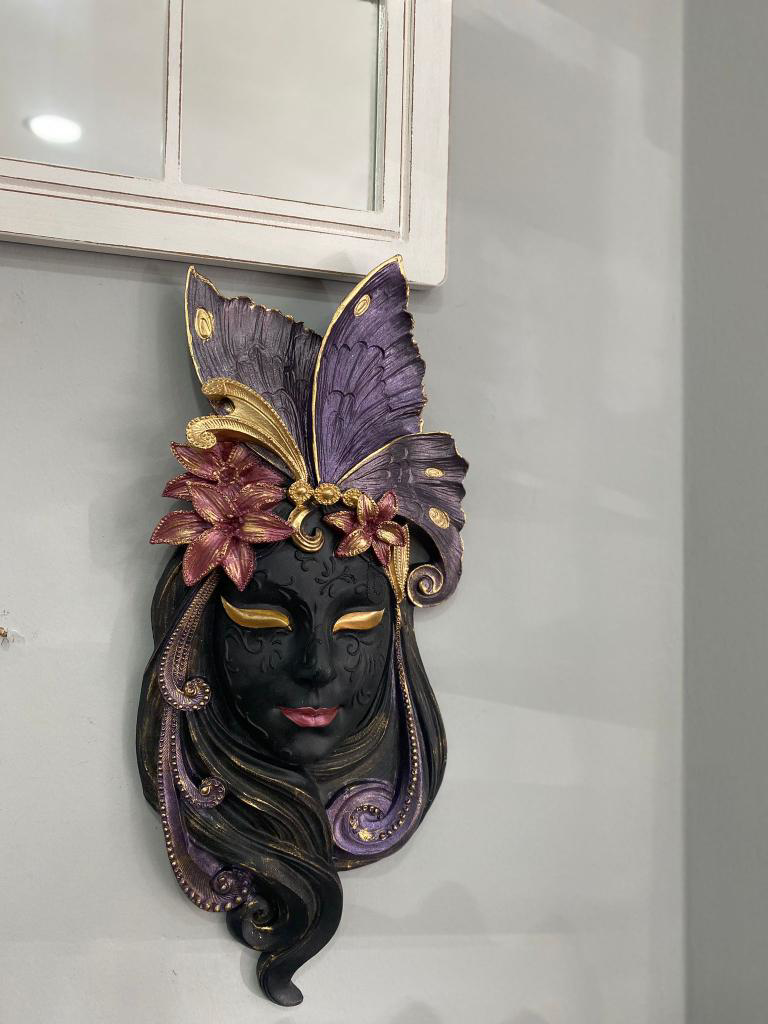 Dekoratif Maske  Kız Pano Duvar Heykel Biblo