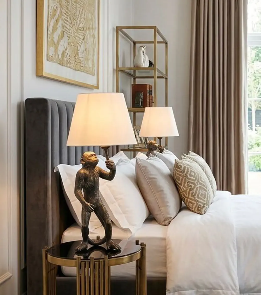 Dekoratif Maymun Figürlü Abajur  Biblo