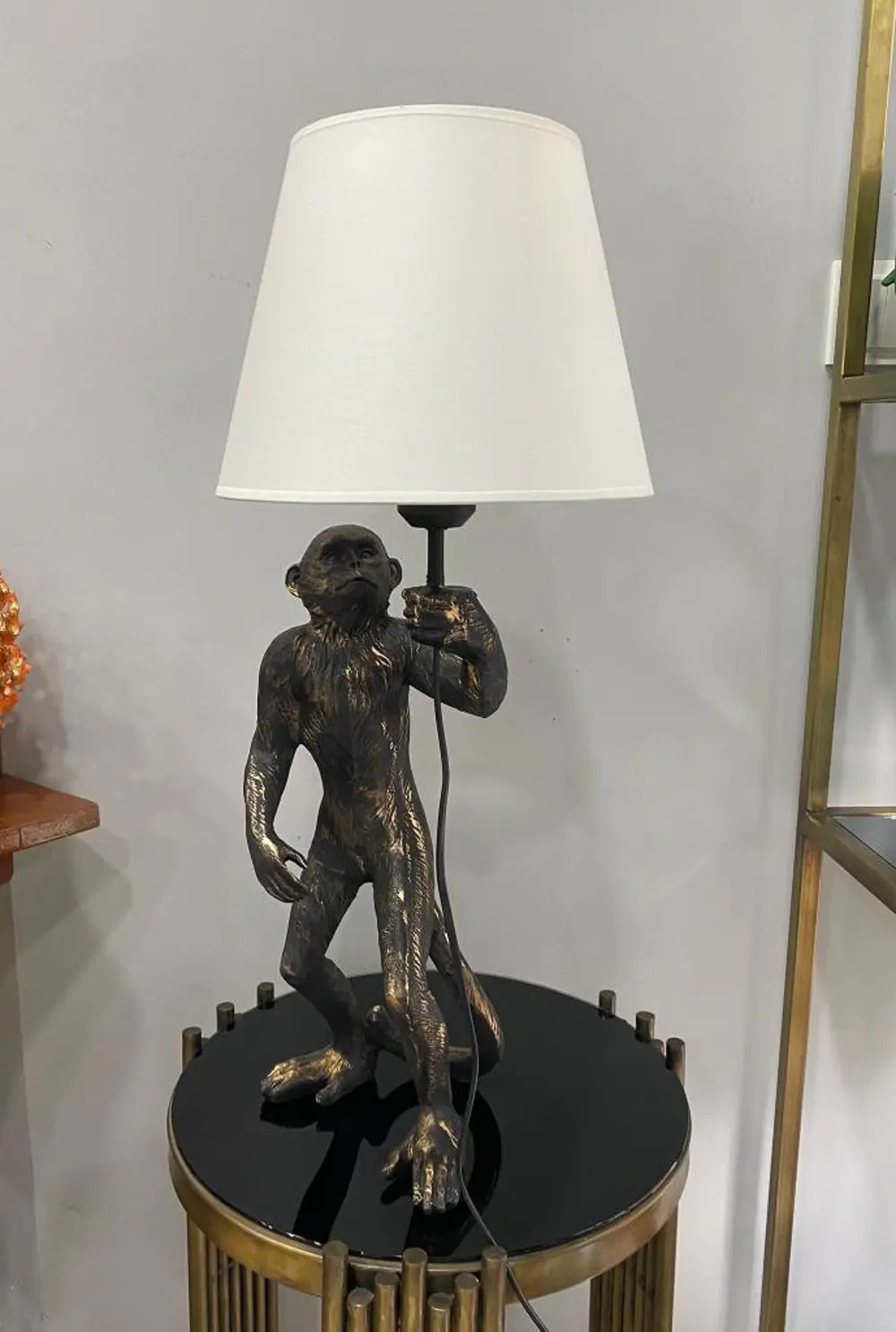 Dekoratif Maymun Figürlü Abajur  Biblo