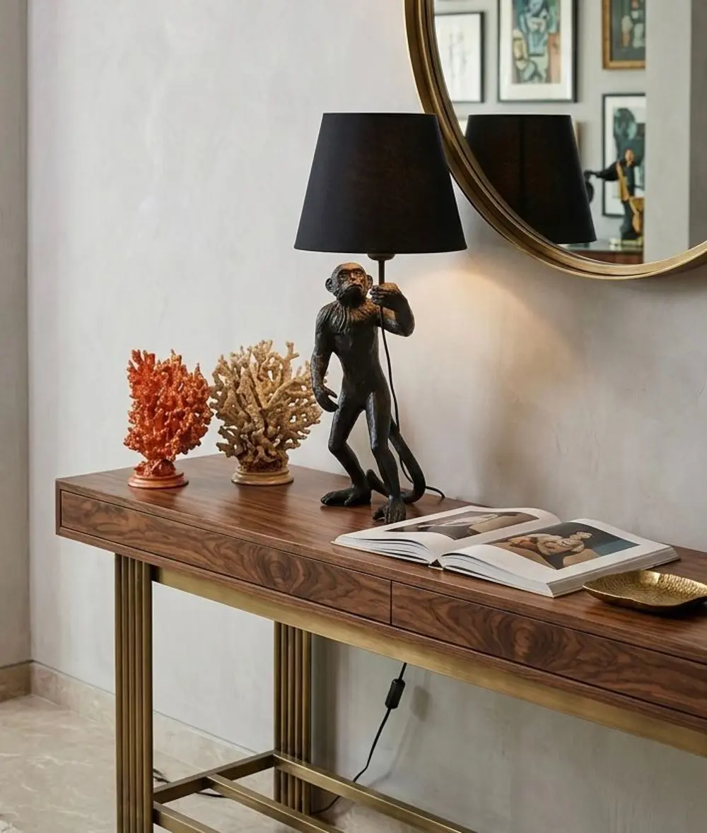 Dekoratif Maymun Figürlü Abajur  Biblo