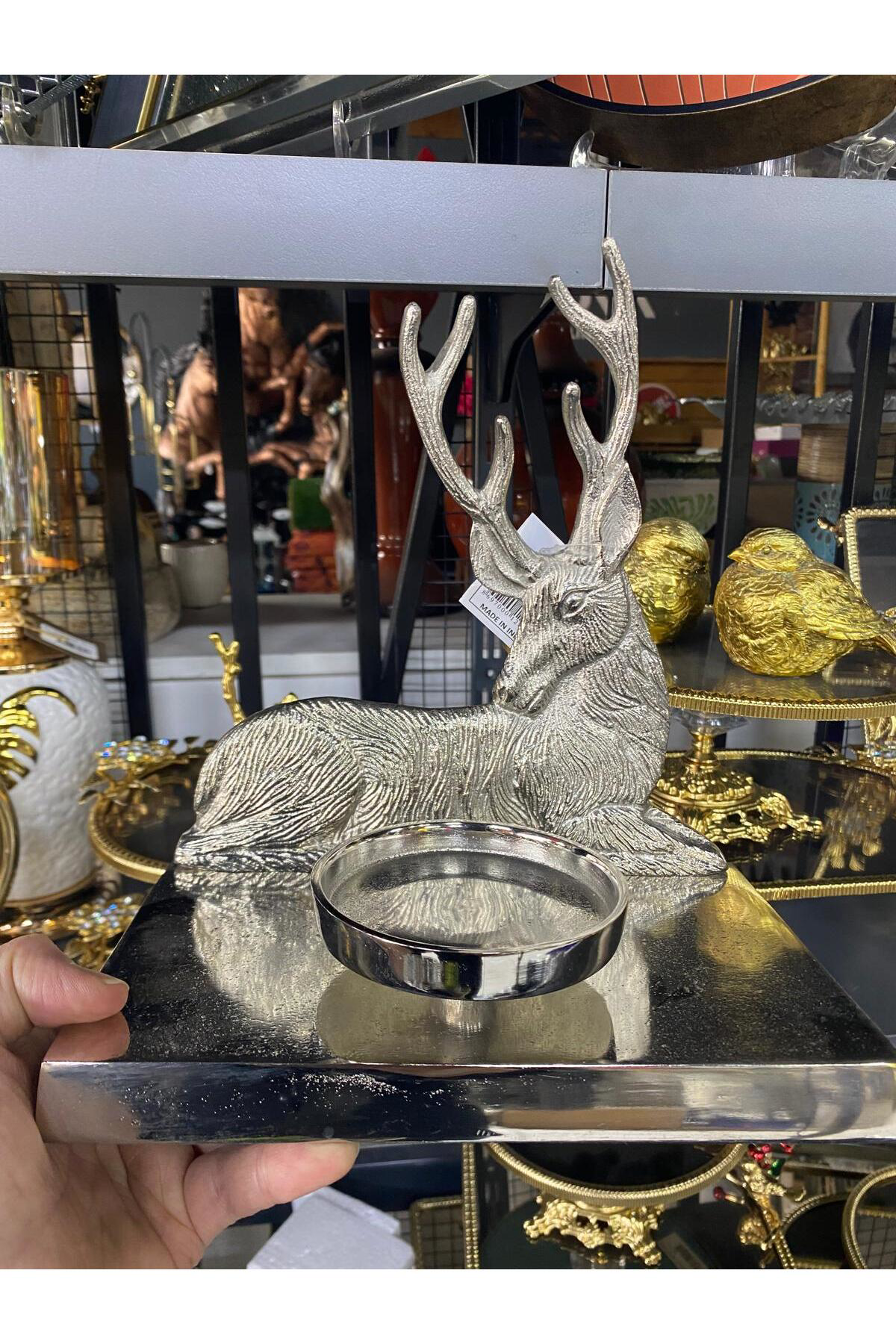 Elif Aksesuar Dekoratif Metal Geyik Mumluk