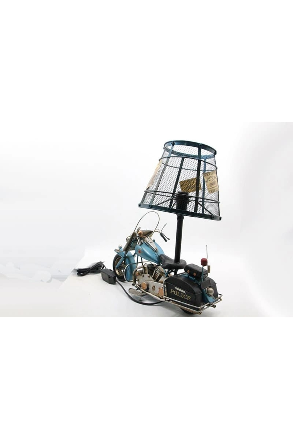 Dekoratif Metal Polis Motosikletli Abajur ( Lisinya )