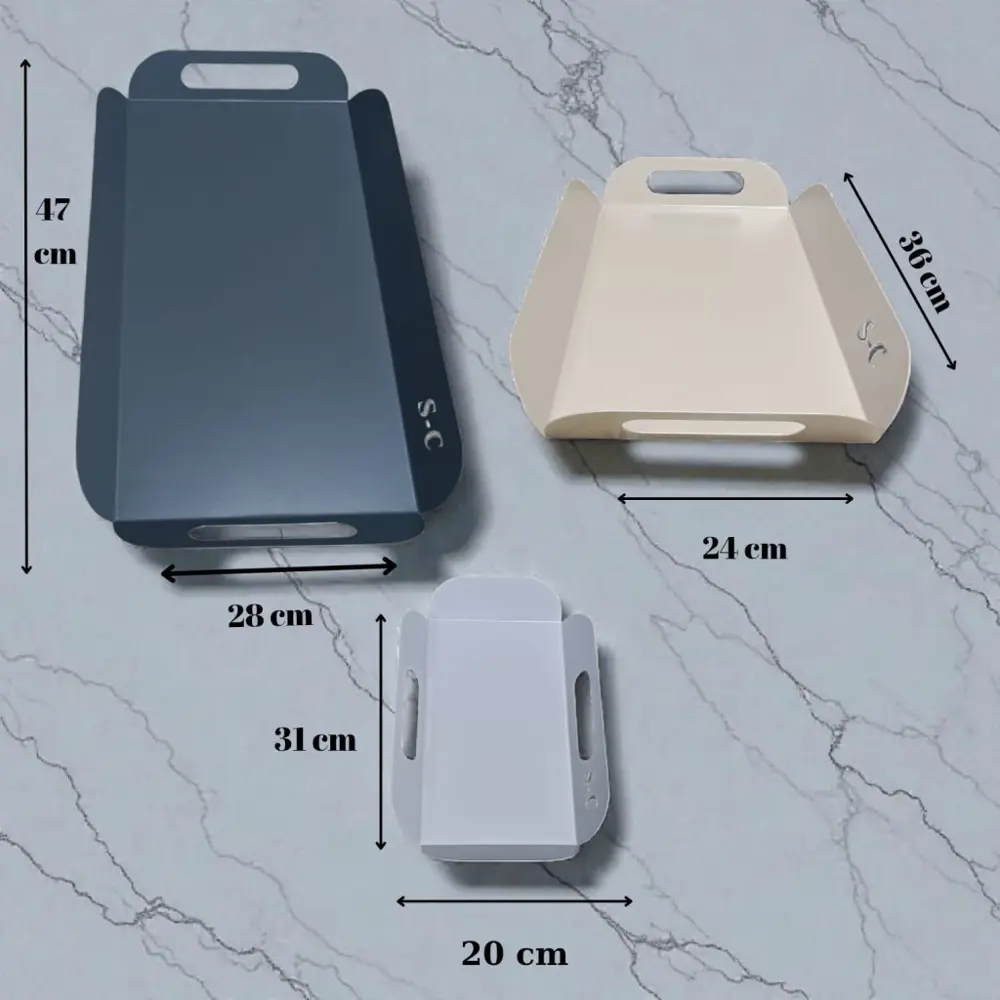 Dekoratif Metal Tepsi Seti 3'lü Nişan Tepsisi, Çay Tepsisi, Sunum