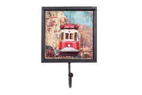 İhtiyaçavm Dekoratif Metal Askı Tramvay Dekorlu Retro Askılık Vintage