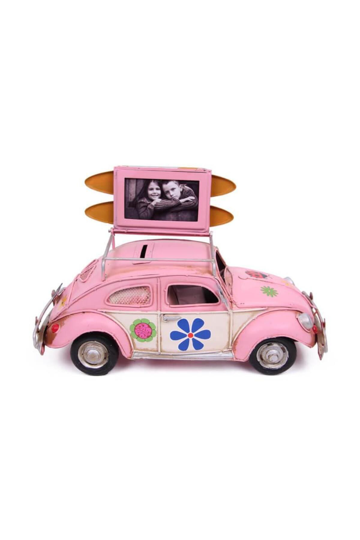 Zs Demir Dekoratif Metal Araba Çerçeveli Ve Kumbarali Hediyelik