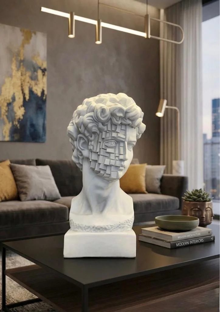 Dekoratif Modern David Büst Biblo Beyaz – Dekoratif Heykel, Salon