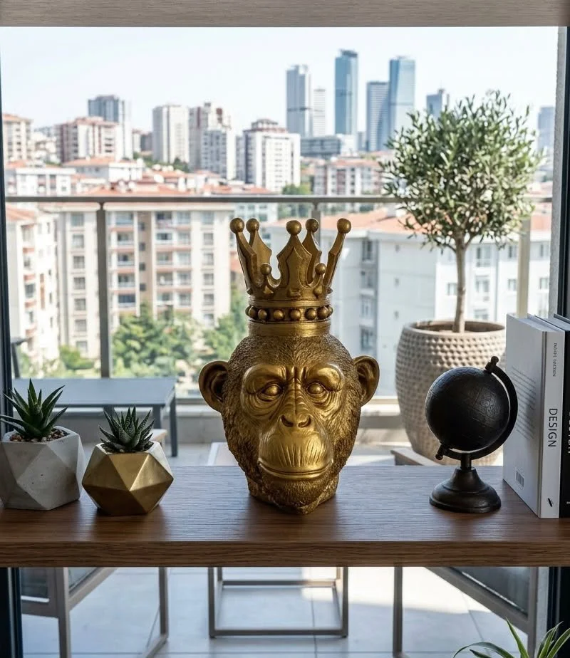 Dekoratif Modern Maymun Bilo Kral Maymun Gold Renkli Dekoratif Modern Maymun Bilo Kral Maymun Gold Renkli