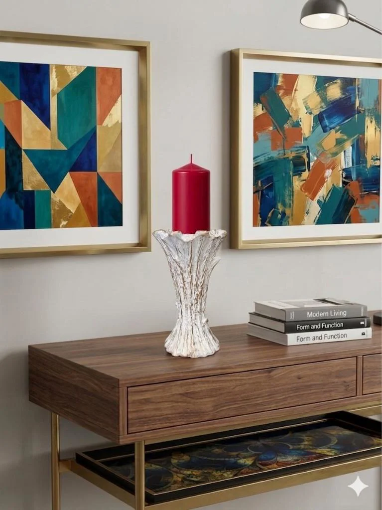 Dekoratif Mumluk Şamdan Beyaz Gold Silindir mumluk – Modern Seram
