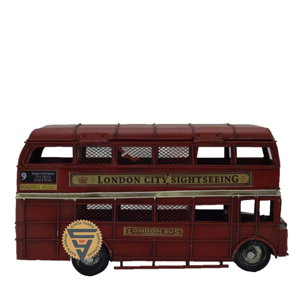 Dekoratif Nostaljik Metal Vintage London Bus Kırmızı Dekoratif Nostaljik Metal Vintage London Bus Kırmızı