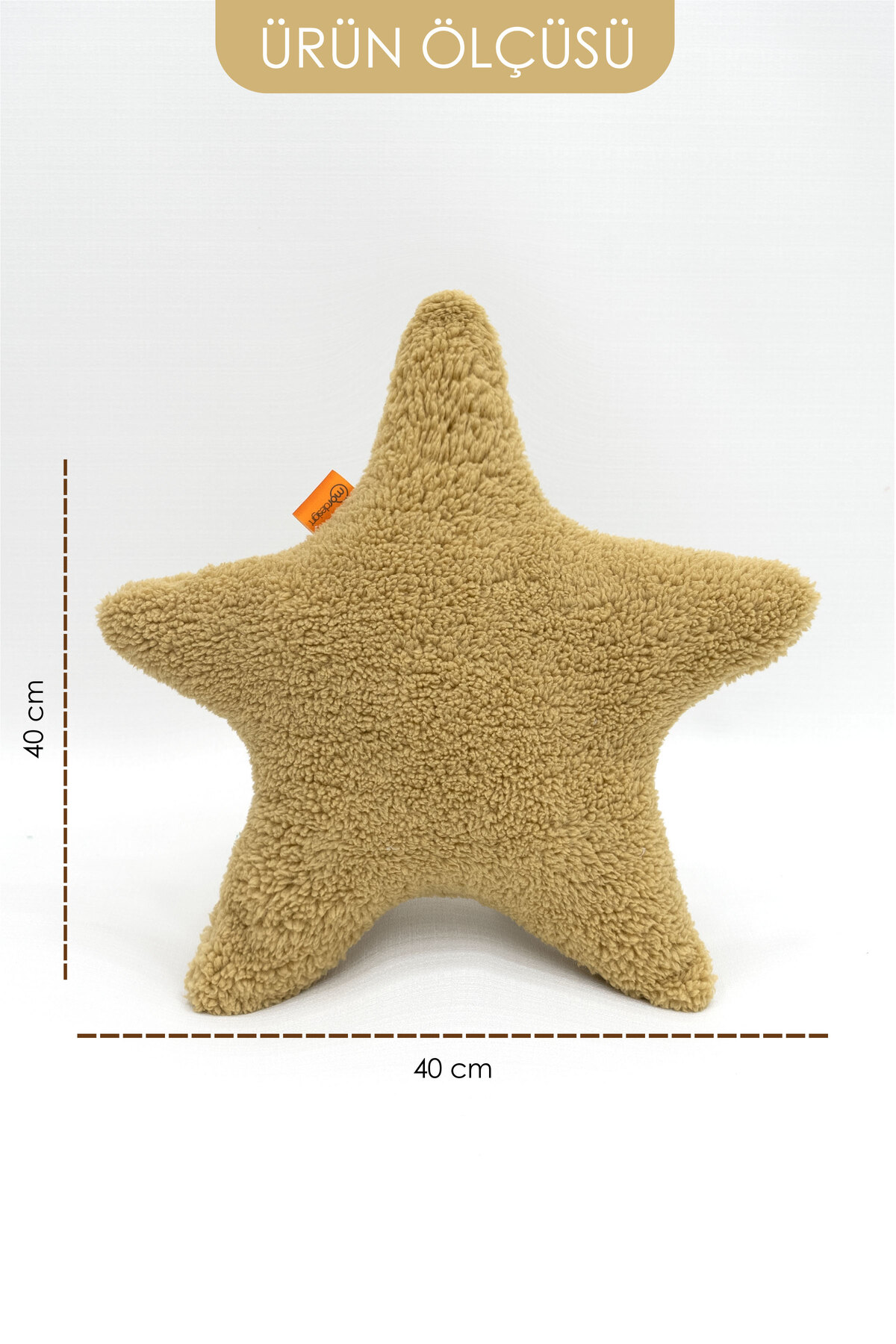 Mordesign Dekoratif Peluş Yastik, Teddy Kumaş Yastik, Süper Kabarik Yildiz