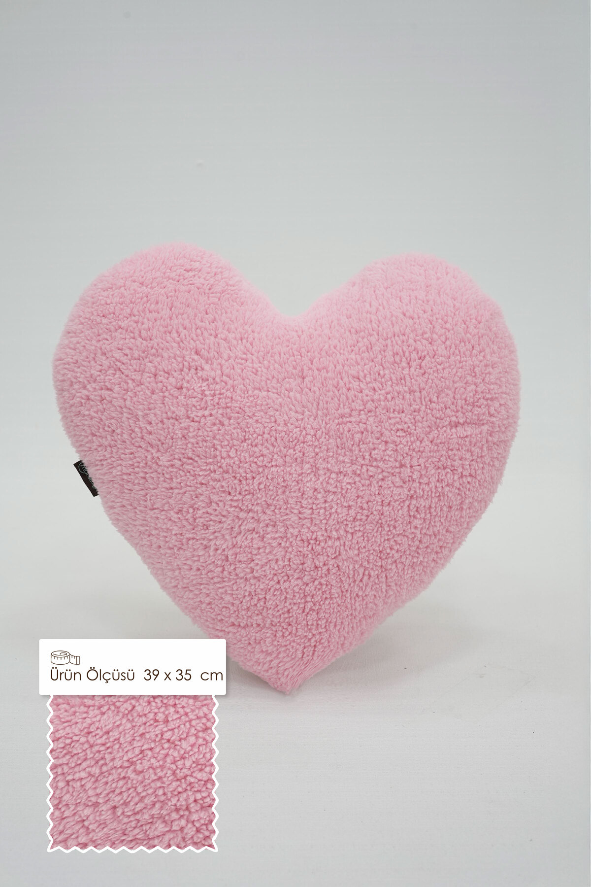 Mordesign Dekoratif Peluş Yastık, Teddy Kumaş Kalp Yastık, Süper Yumuşak Ka