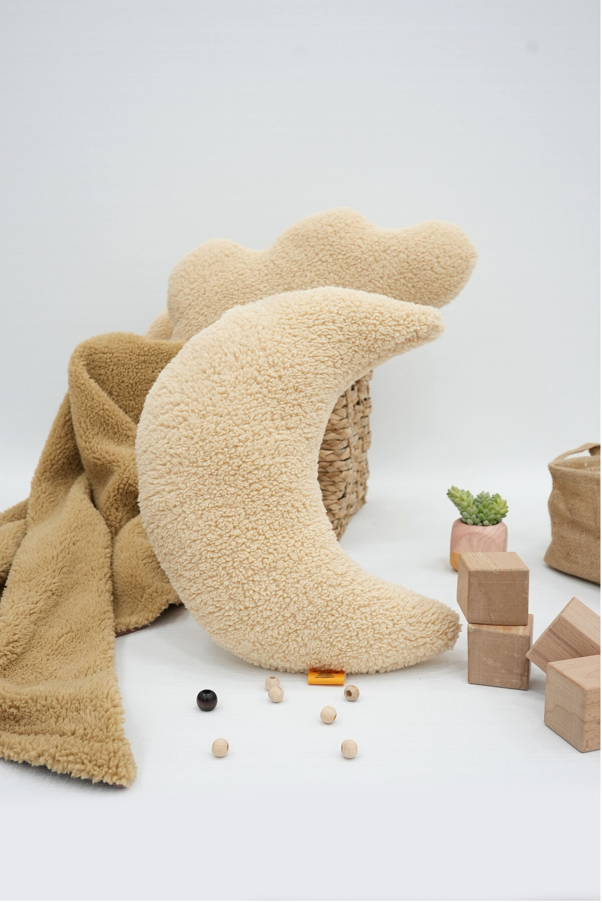 Mordesign Dekoratif Peluş Yastik, Teddy Kumaş Yastik, Süper Kabarik Teddy M