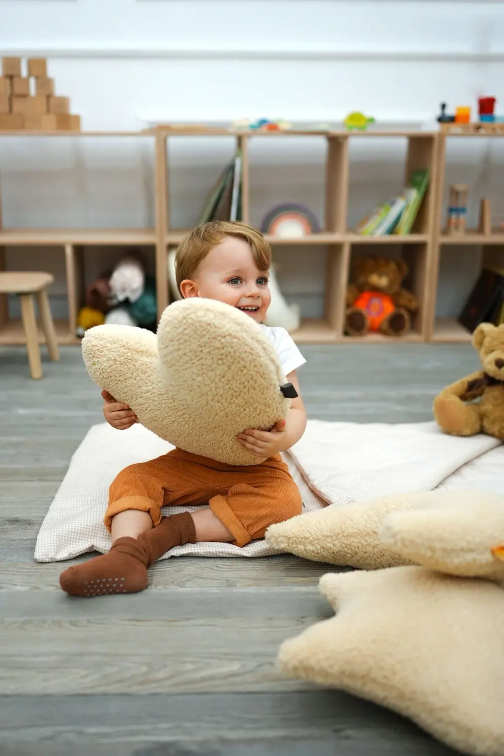 Dekoratif Peluş Yastık, Teddy Kumaş Kalp Yastık, Süper Yumuşak Ka