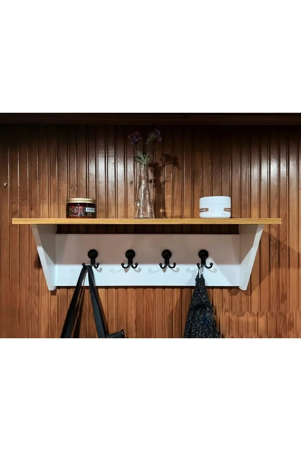 Dekoratif Portmanto Duvar Askılığı Elbise Askılığı Raflı Askılık