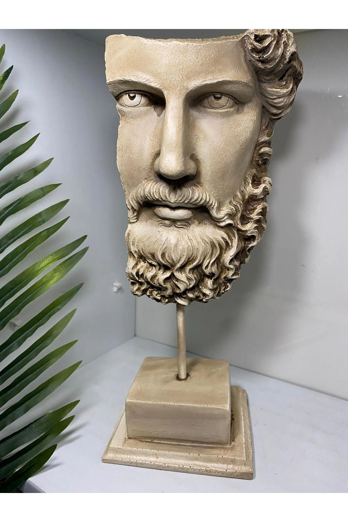 Dekoratif Poseidon Kaideli Yüz Büst Heykel 40 CM