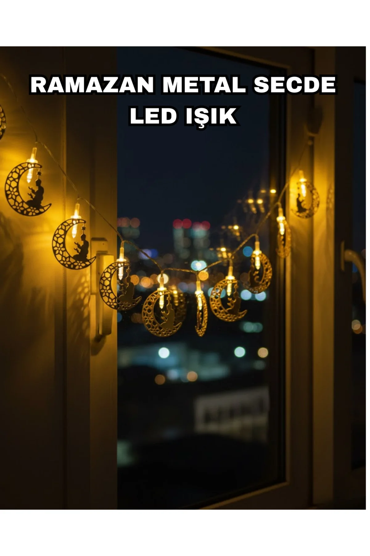 Dekoratif Ramazan Ay Işığı Secde Eden Adam Figürlü Dekoratif Ramazan Ay Işığı Secde Eden Adam Figürlü