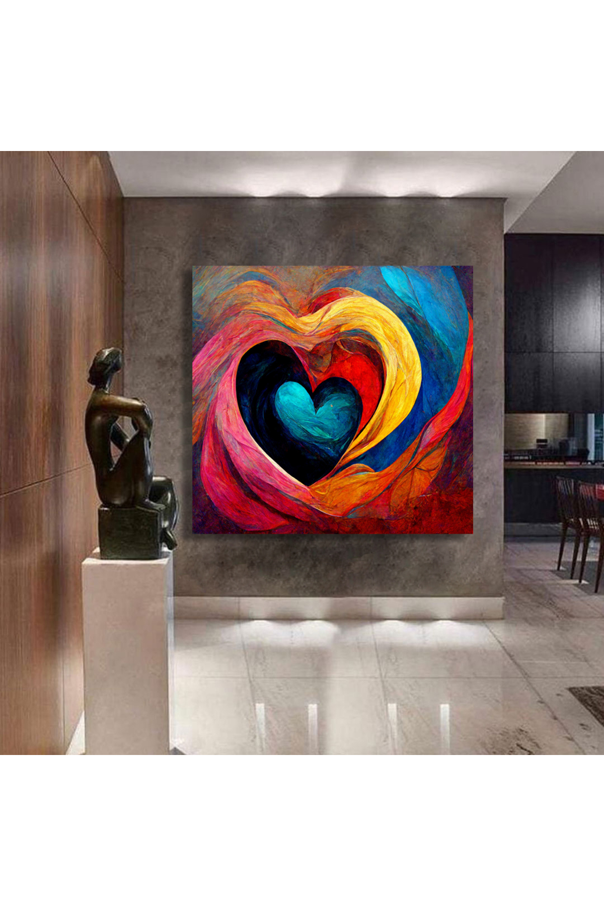 Korkmazkanvas Dekoratif Renkli Aşk Ve Kalp. Kare Kanvas Tablo