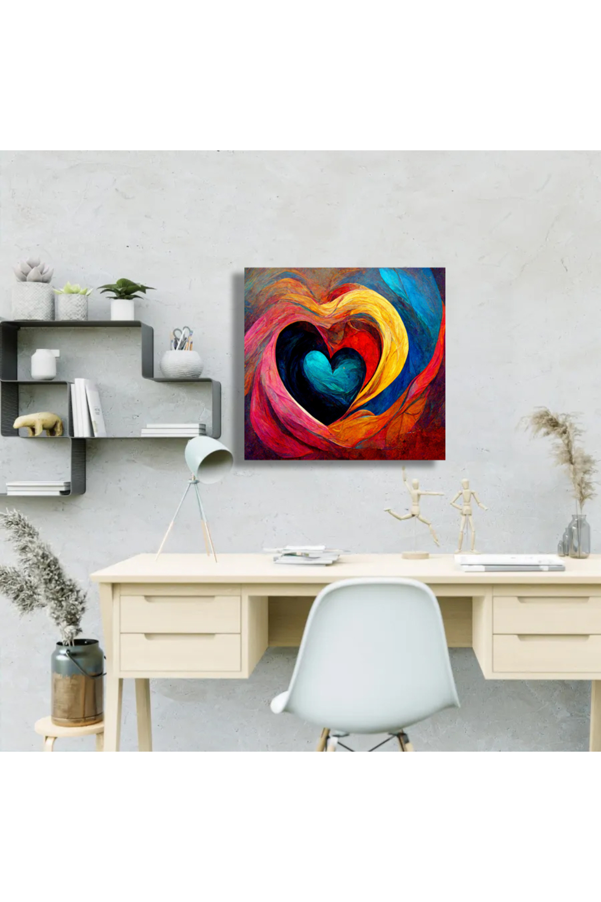 Korkmazkanvas Dekoratif Renkli Aşk Ve Kalp. Kare Kanvas Tablo