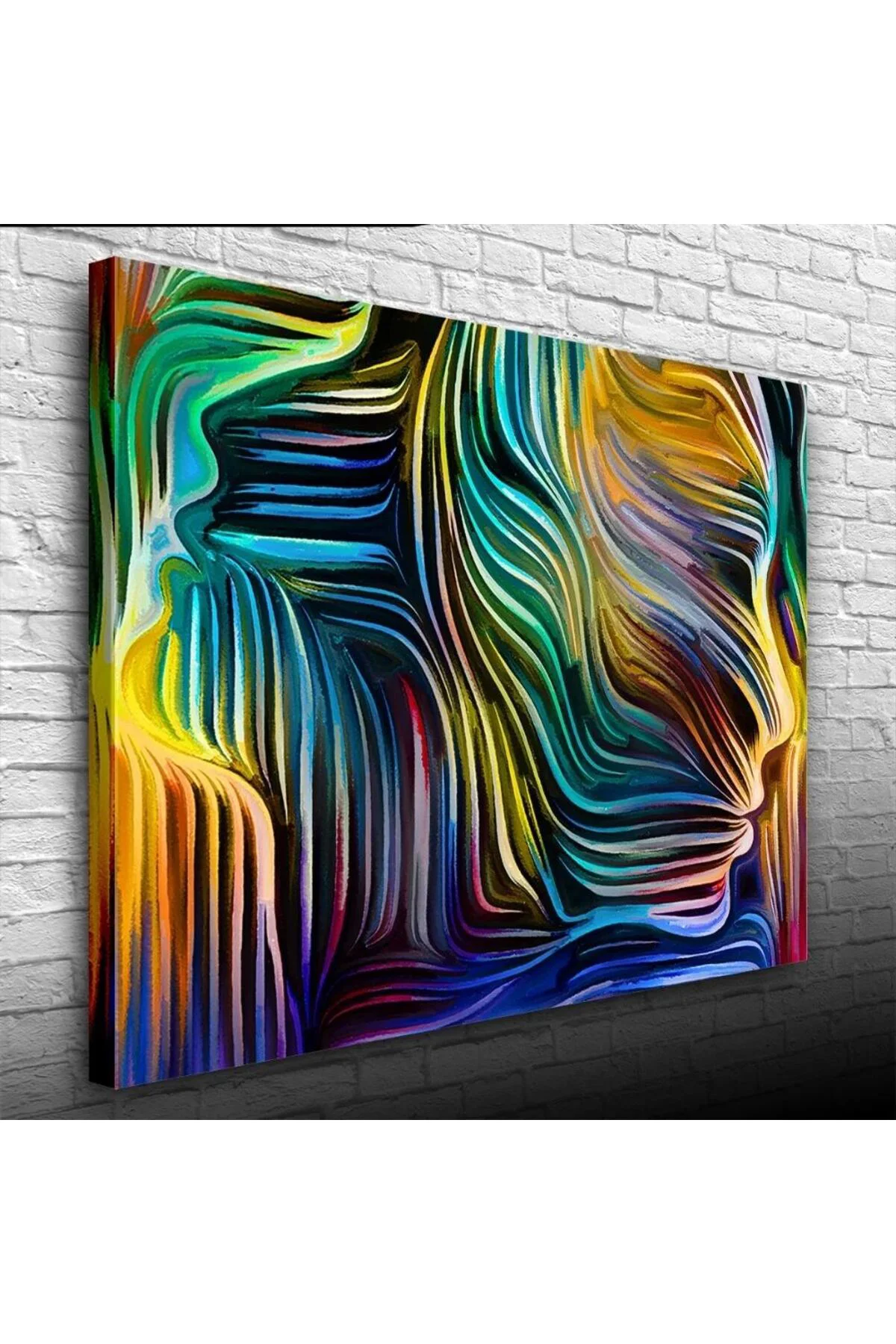 Dekoratif Renkli Hologram İnsan Silueti Kanvas Tablo 50 x 70