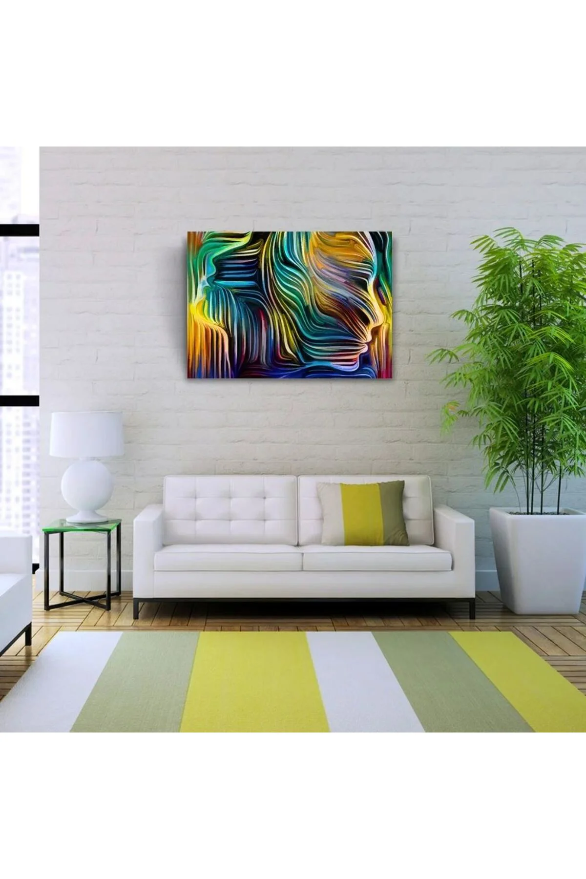 Dekoratif Renkli Hologram İnsan Silueti Kanvas Tablo 50 x 70