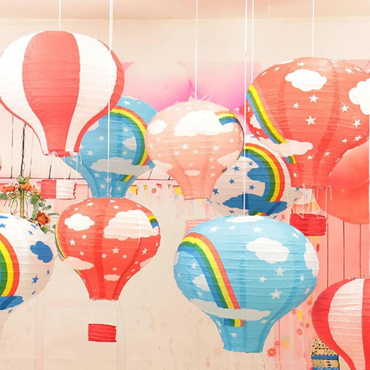 Dekoratif Renkli Kağıt Dilek Feneri Balonu Renkli Uçan Balon Dekoratif Renkli Kağıt Dilek Feneri Balonu Renkli Uçan Balon