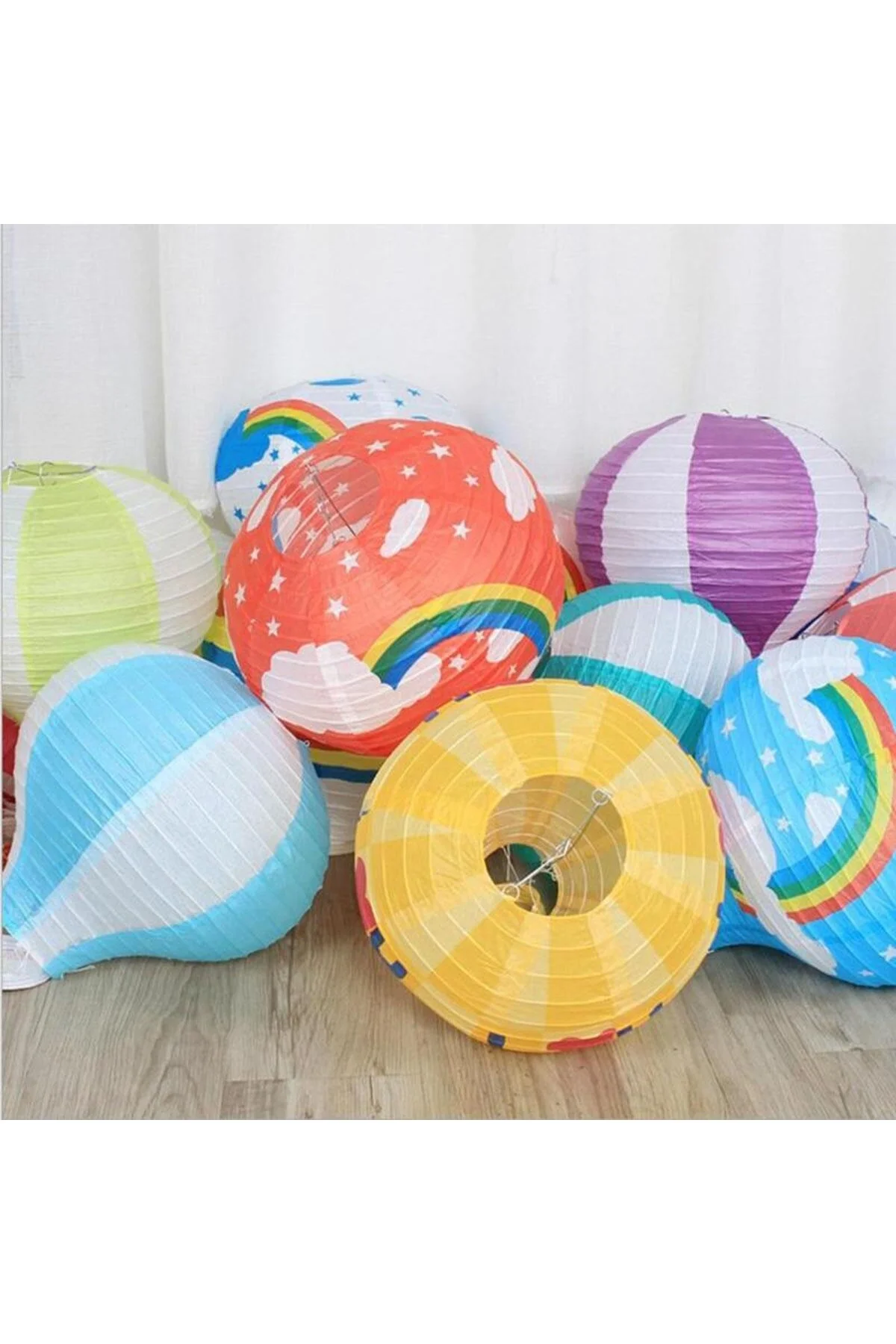 Dekoratif Renkli Kağıt Dilek Feneri Balonu Renkli Uçan Balon - Görsel 3