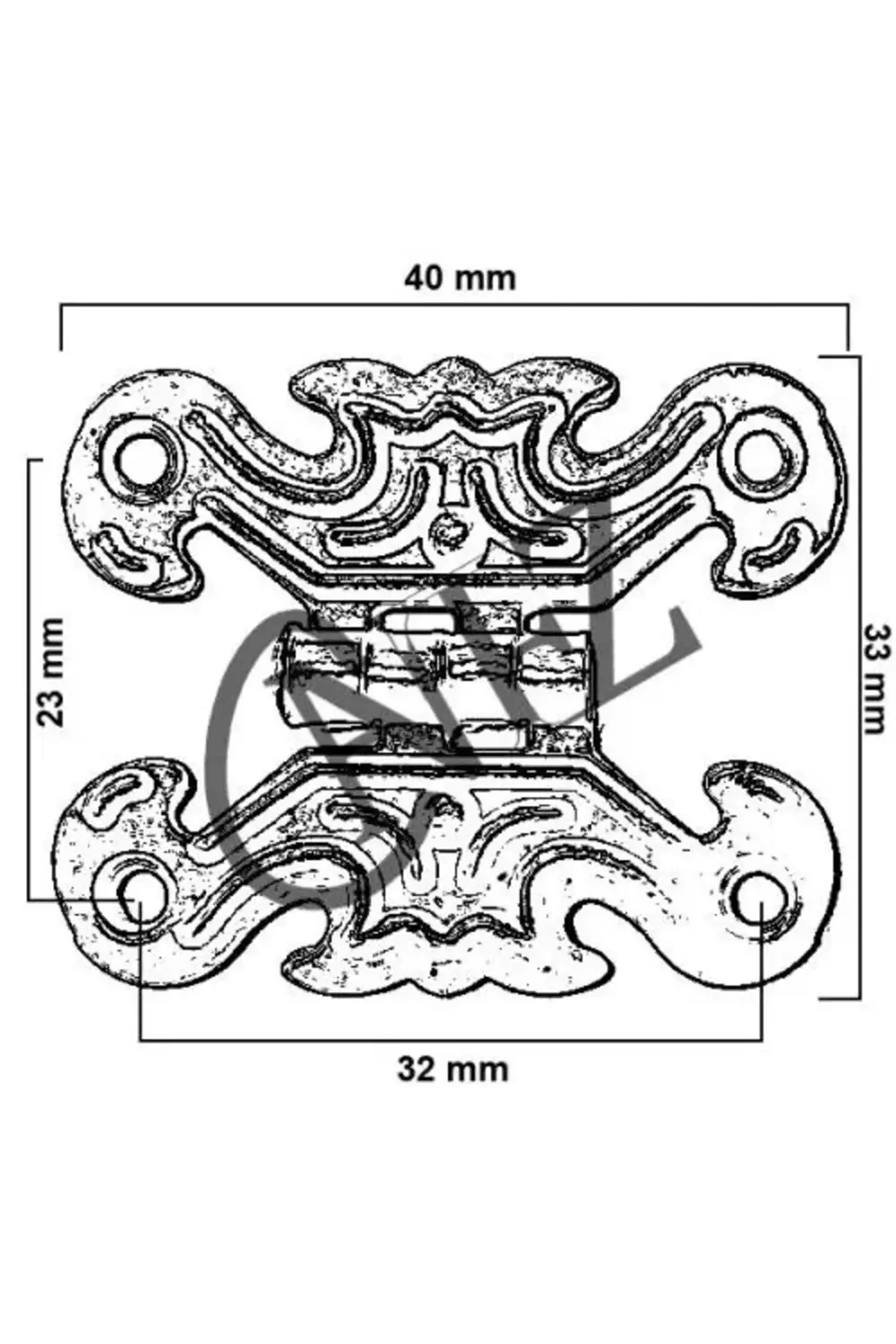 Dekoratif Sac Kelebek Menteşe - Küçük, Eskitme, 1 Adet
