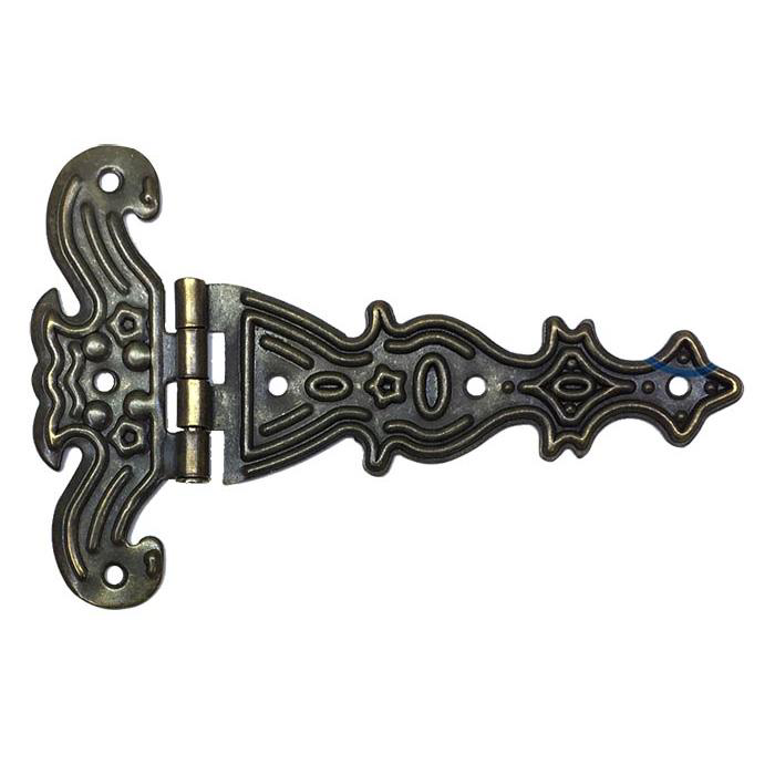 Dekoratif, Sac Tek Kuyruklu Menteşe - 69x102 mm, Büyük, Antik, 10