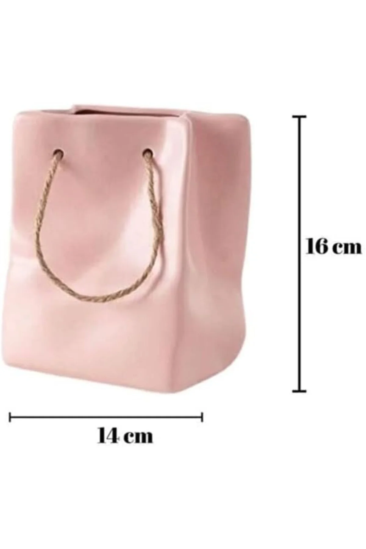 Dekoratif Seramik Çanta Şeklinde Vazo CB001-WH (PEMBE)
