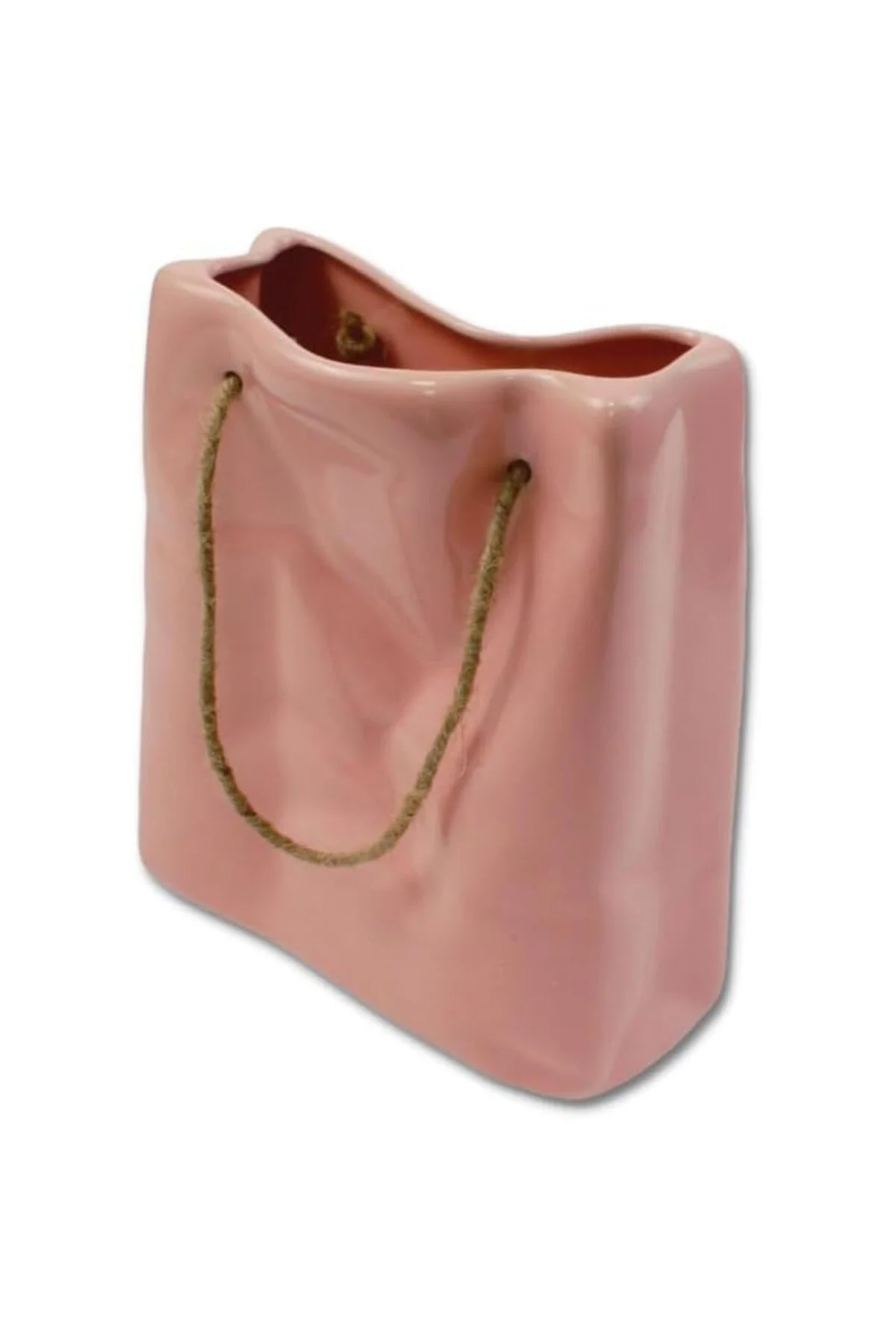 Dekoratif Seramik Çanta Şeklinde Vazo CB001-WH (PEMBE)