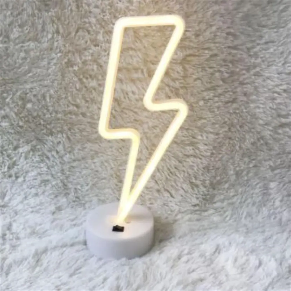 Dekoratif Şimşek Şeklinde Pilli Neon Led Lamba Süs Masa Lambası ( Dekoratif Şimşek Şeklinde Pilli Neon Led Lamba Süs Masa Lambası (