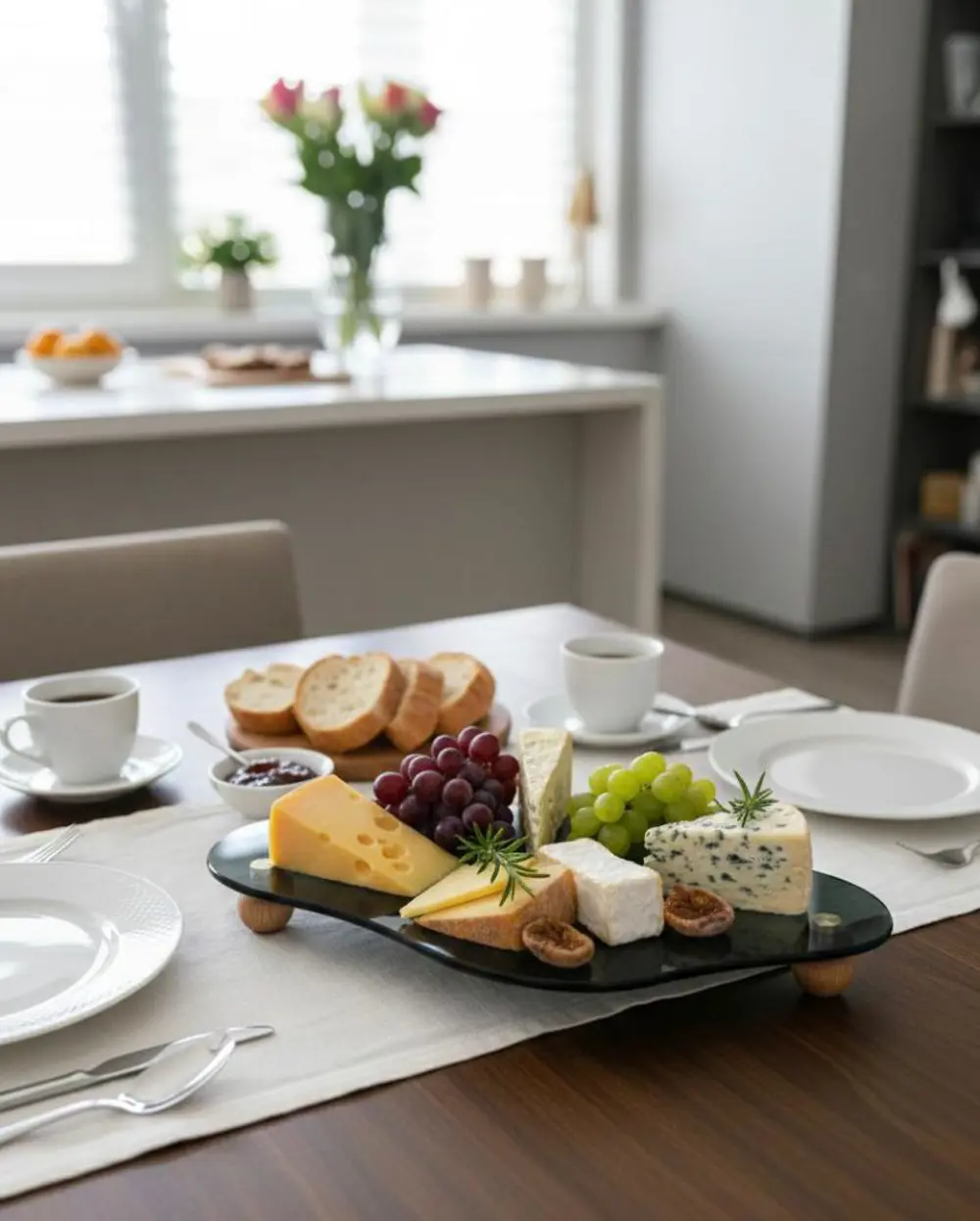Dekoratif Siyah Cam Ahşap Ayaklı Pasta Tabağı kahve sunumu  Kahva