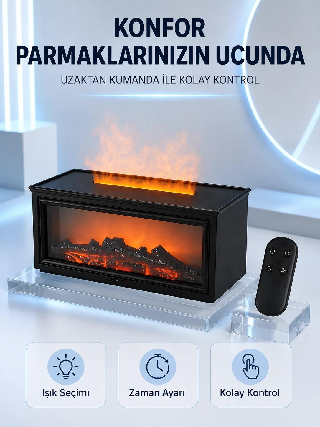 Dekoratif Şömine Görünümlü Nemlendirici Uzaktan Kumandalı Renkli LED Işıklı Difüzör Fiyatı, Yorumları ve Özellikleri