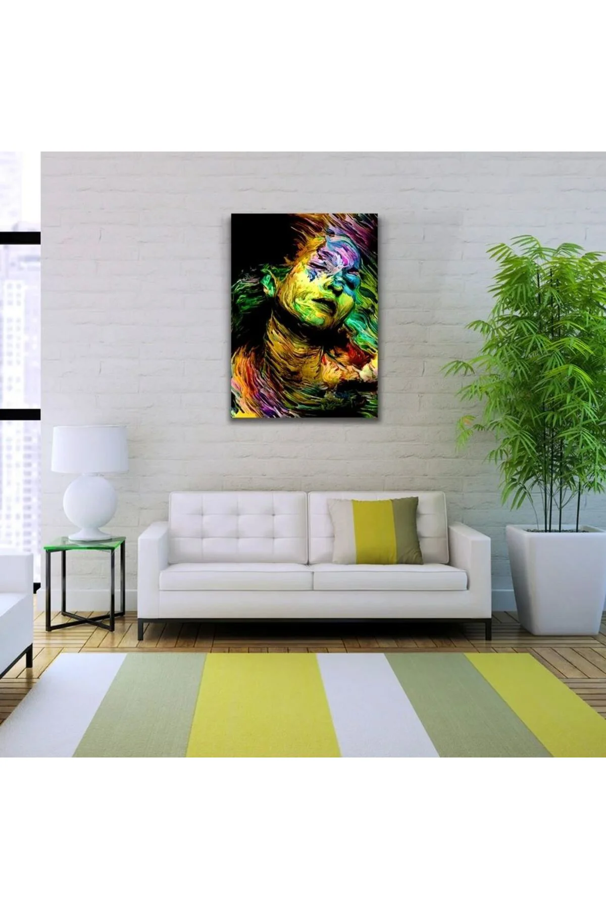 Dekoratif , Soyut , Renkli Kadın Tasvirli Kanvas Tablo 50 x 70