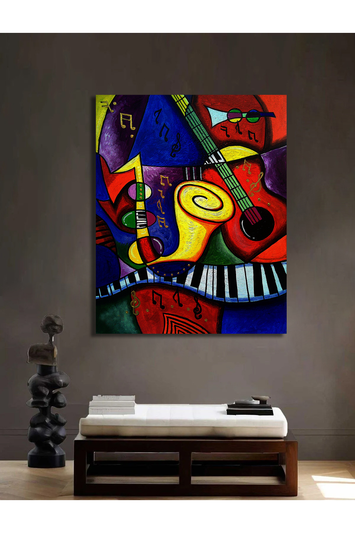 Korkmazkanvas Dekoratif Soyut Üçgen Eğri Kare Müzik, Pablo Picasso, Kanvas Tabl