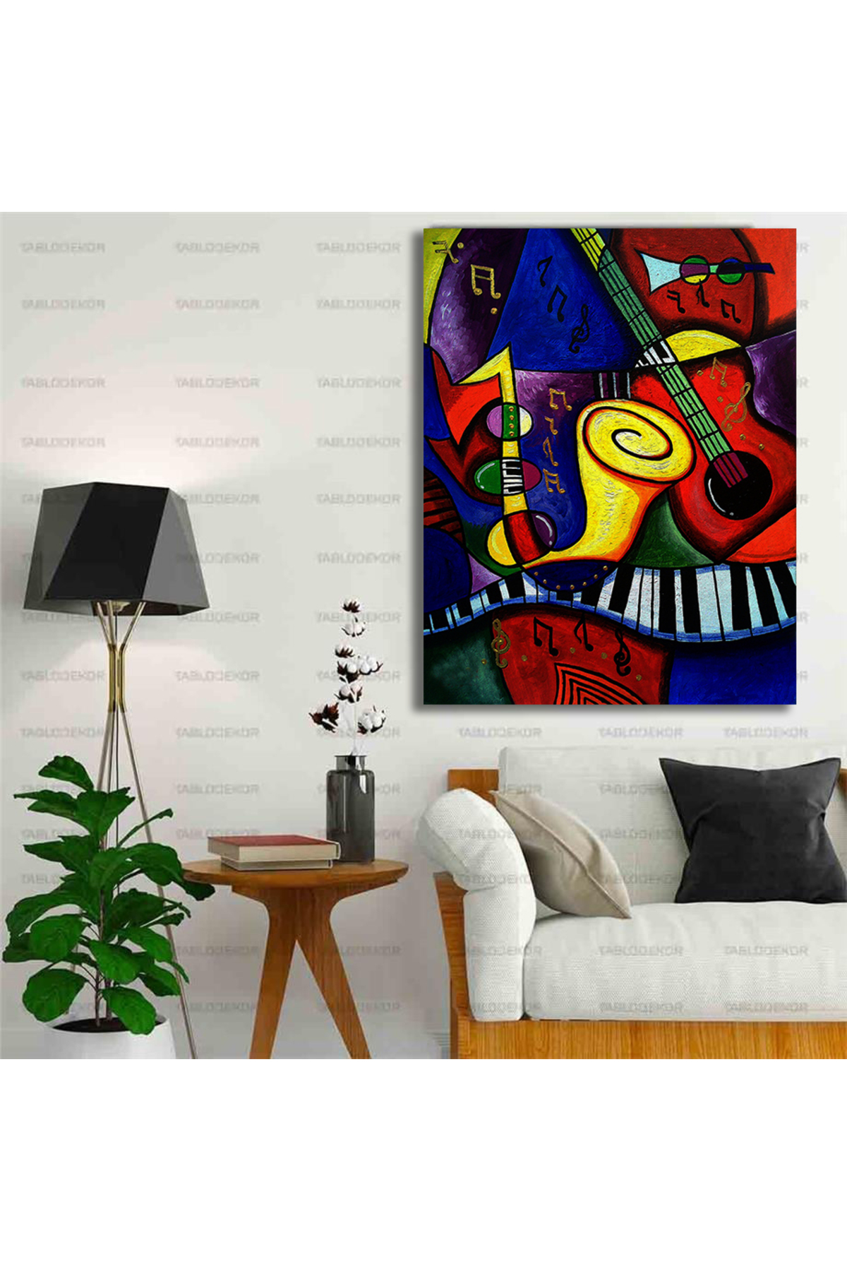 Korkmazkanvas Dekoratif Soyut Üçgen Eğri Kare Müzik, Pablo Picasso, Kanvas Tabl