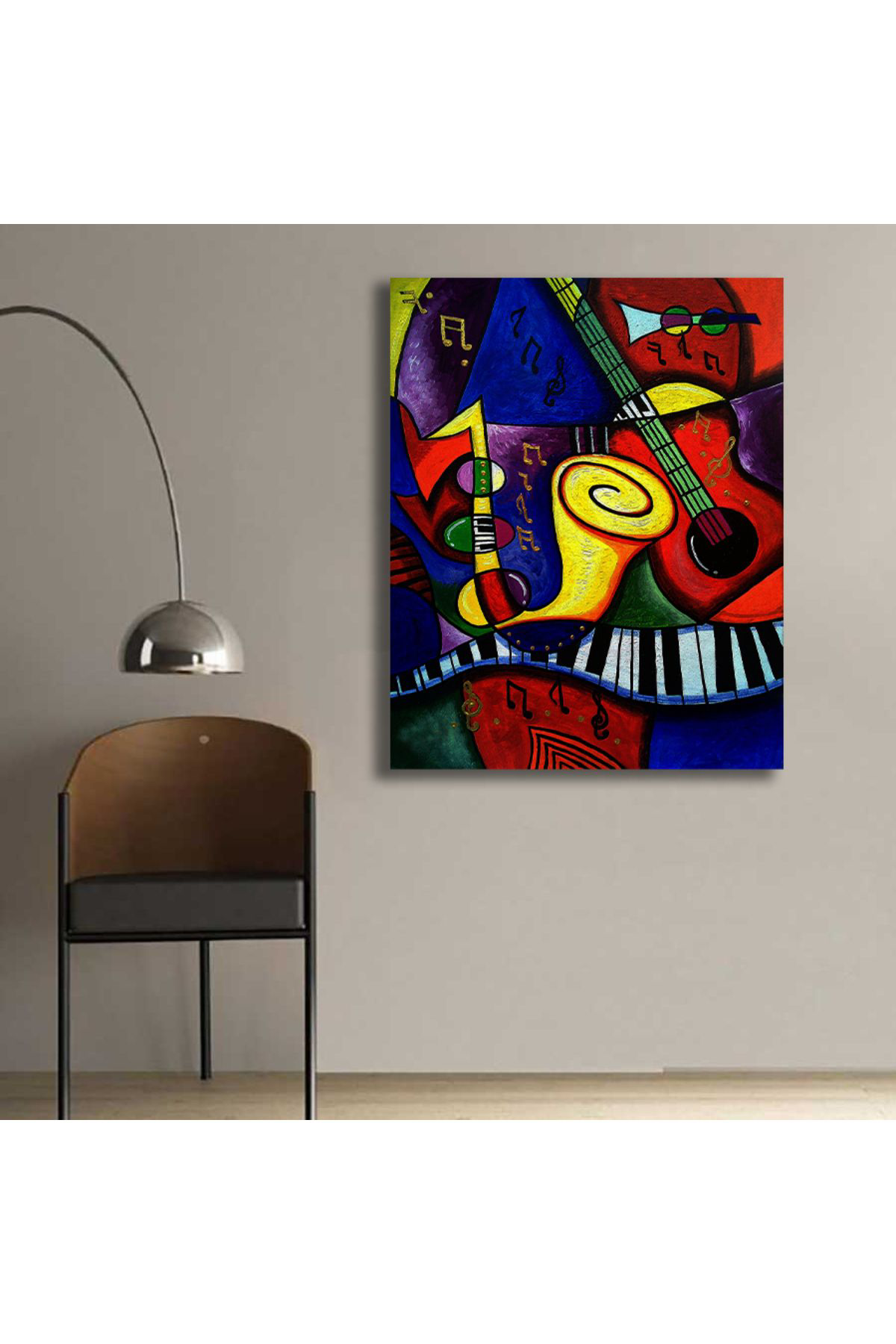 Korkmazkanvas Dekoratif Soyut Üçgen Eğri Kare Müzik, Pablo Picasso, Kanvas Tabl