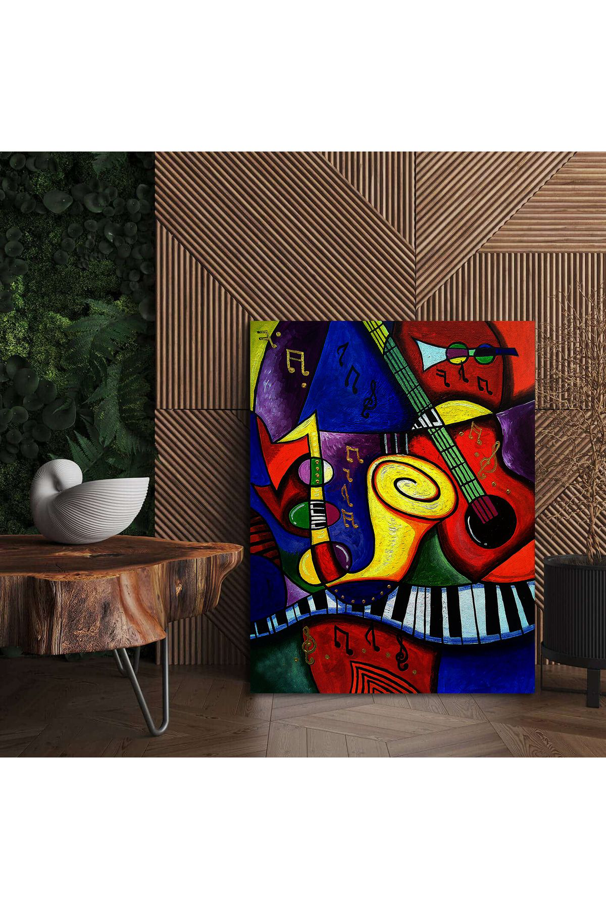 Korkmazkanvas Dekoratif Soyut Üçgen Eğri Kare Müzik, Pablo Picasso, Kanvas Tabl