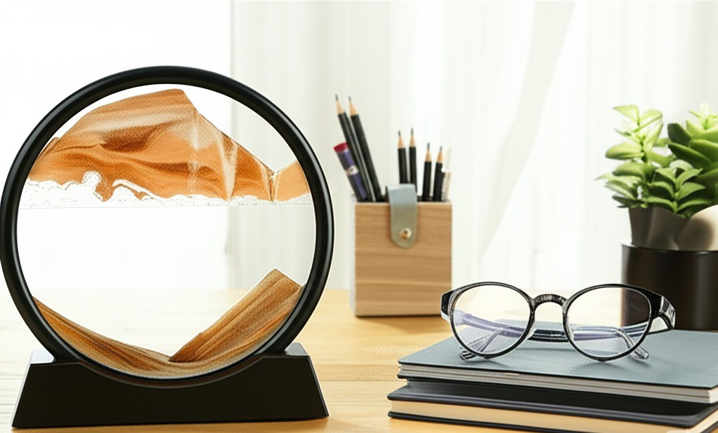 Dekoratif Sulu Kum Saati 3D Etkili 5İnç Şık Zaman Ölçer,Yuvarlak Dekoratif Sulu Kum Saati 3D Etkili 5İnç Şık Zaman Ölçer,Yuvarlak