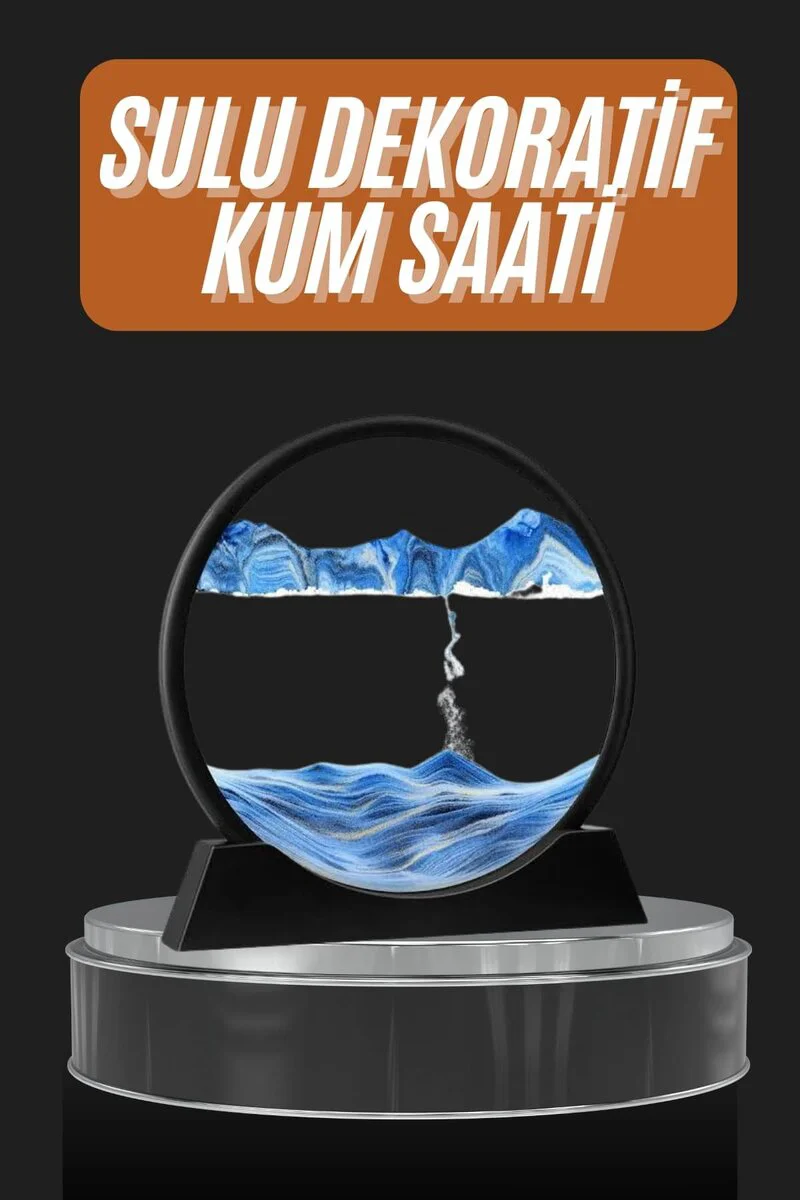 Dekoratif Sulu Kum Saati Ofis Masa Üstü Ev Yuvarlak Kum Saati - 3D LED Gece Lambası