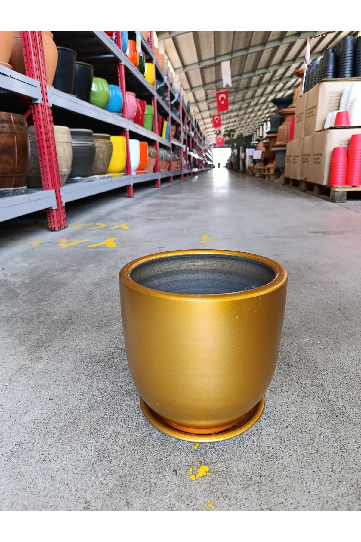 Dekoratif Tabak Gold Taş Saksı