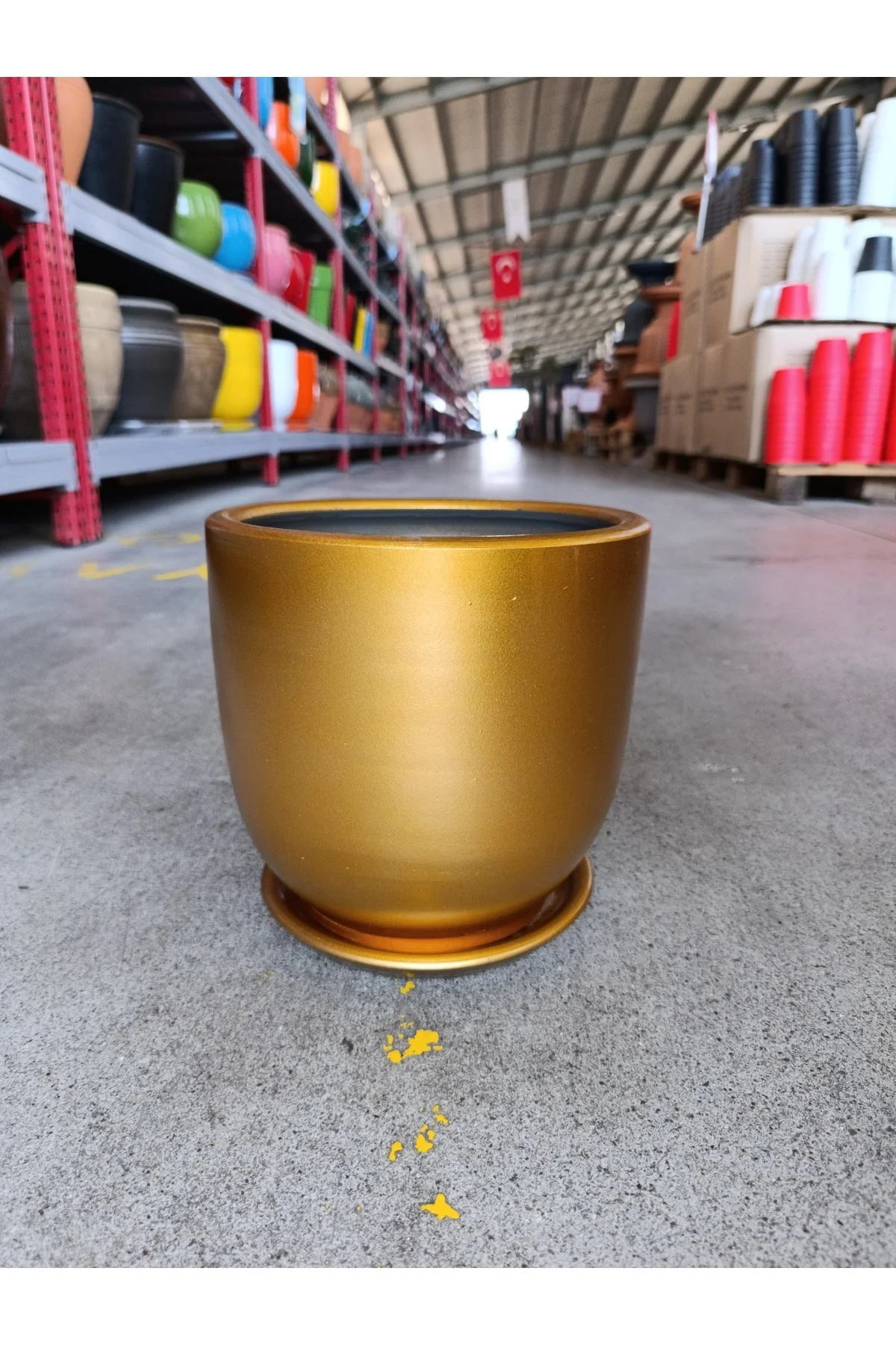 Dekoratif Tabak Gold Taş Saksı - Görsel 2