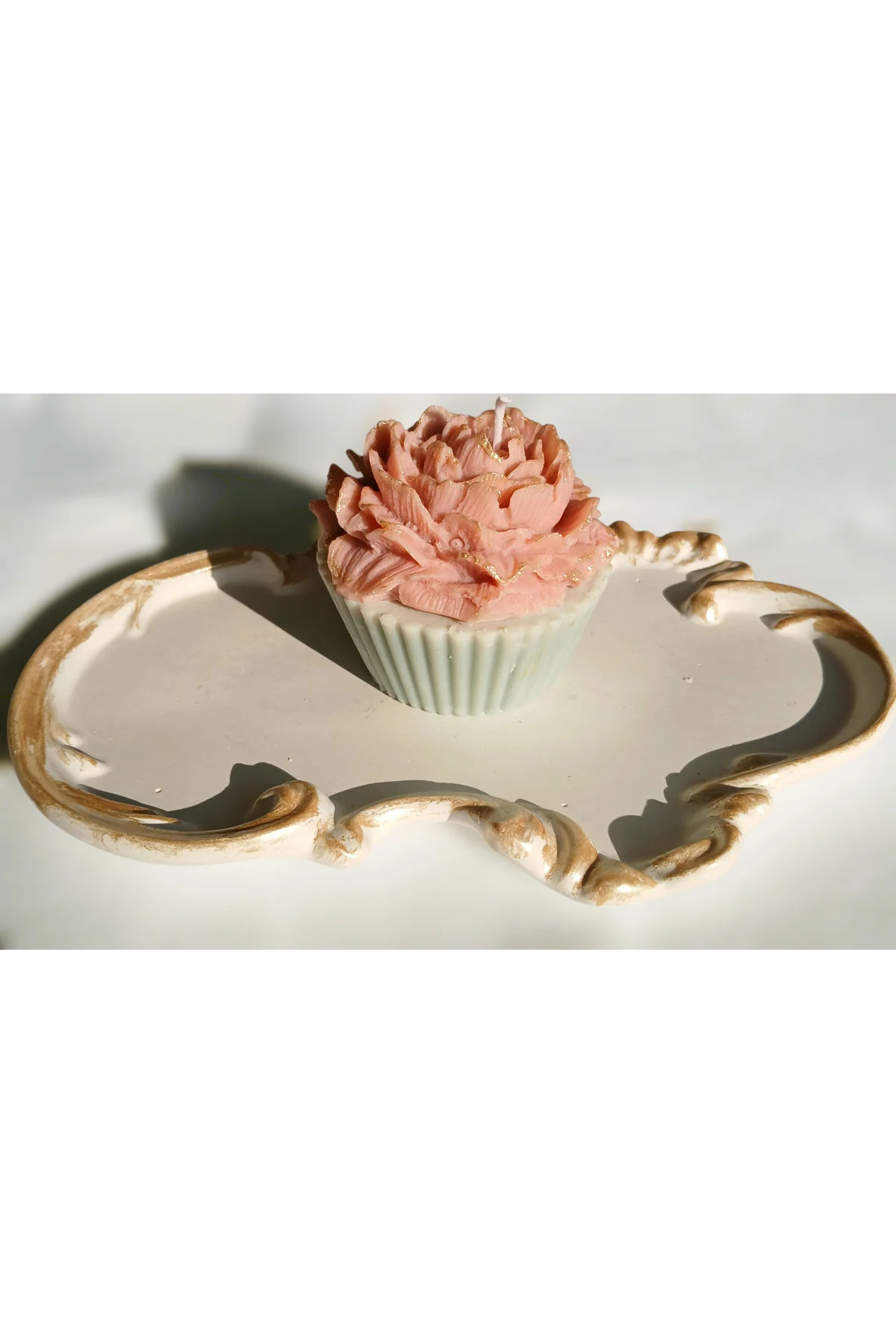Dekoratif Tabaklı Cupcake Soya Mum